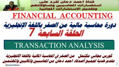 محاسبة انجليزي الحلقة السابعة من شرح المحاسبة المالية باللغة الانجليزية financial accounting