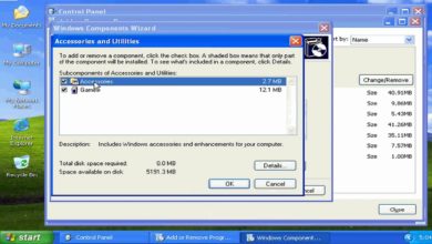 إضافة وإزالة مكونات نظام التشغيل  Windows XP
