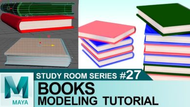 Books 3D Modeling Tutorial in Autodesk Maya 2017 | 3D for Beginners | Study Room Series #27