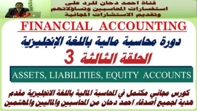 محاسبة انجليزي الحلقة الثالثة من شرح المحاسبة المالية باللغة الانجليزية financial accounting