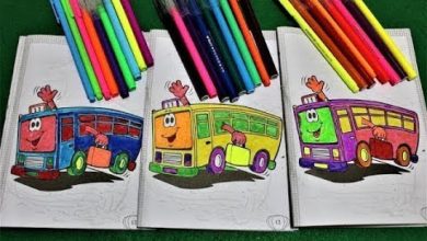coloring for kids :  learn coloring : wheels on the bus song
