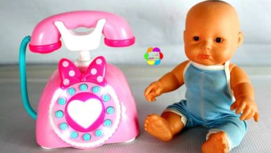 لعبة التليفون الحقيقى الجديد للاطفال اجمل العاب العرائس بنات واولاد  real new doll phone toy game