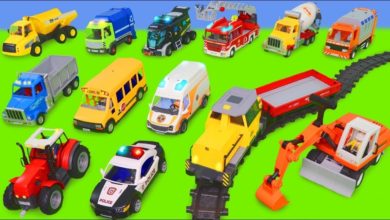 الحفار, الجرار, سيارة الإطفاء, شاحنات القمامة و سيارات الشرطة ومجموعة ألعاب Excavator Toys