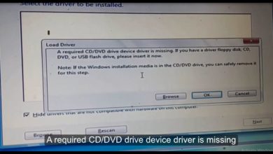 A required CD/DVD drive device driver is missing for Windows 7 installation