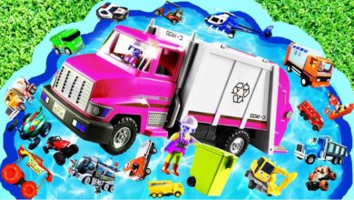 الحفار, الجرار, سيارة الإطفاء, شاحنات القمامة و سيارات الشرطة ومجموعة ألعاب Excavator Toys