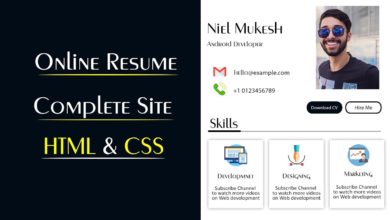 Create Online CV Website Using HTML And CSS | Make Resume Website In HTML & CSS