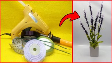 كيفية عمل ديكور خزامى سهل  بشرائط ستان Ribbon Work/ Ribbon Embroidery | Embroidery lavender decor