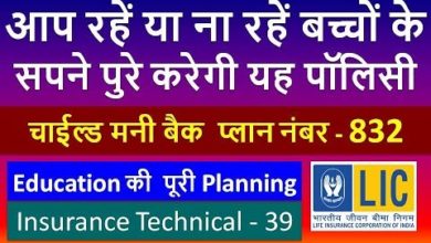 LIC Children Money back Plan No. 832 in Hindi | Life insurance to plan child education